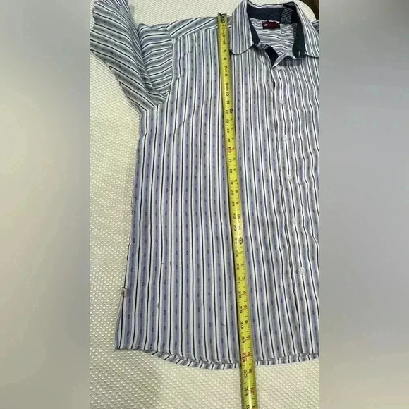 ✨Mecca USA Vintage Short Sleeve Button Shirt - Mens XL blue stripe embroidery - Picture 8 of 9